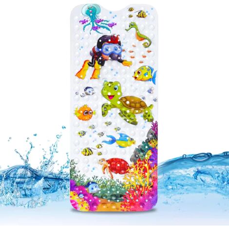Cartoon Bath Mat, Non-Slip Bathtub Mat with Suction Cup Shower Mat -69x38cm