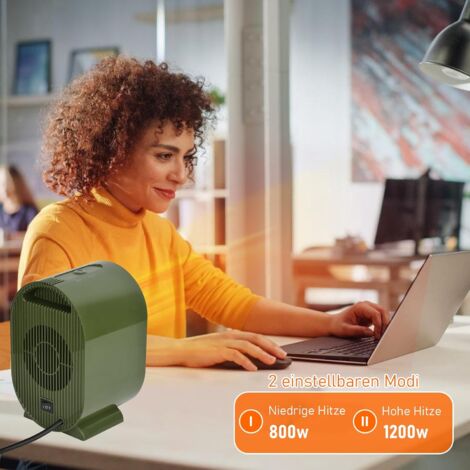 Space Heater, Mini Ceramic Fan Heater, 800/1200W Electric Heater, Overheat & Tip-Over Protection, 2 Heating Modes, Bathroom, Home Office