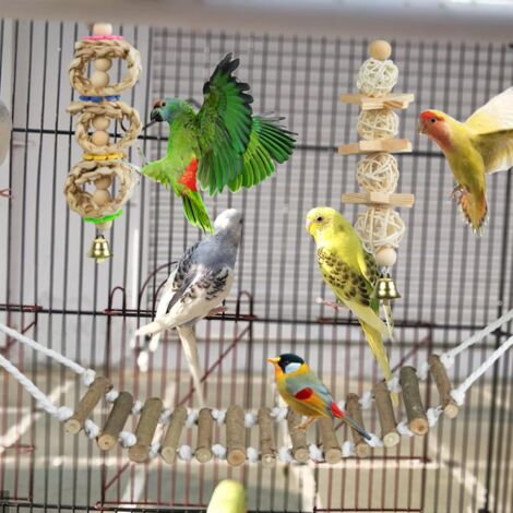 Bonka Bird Toys Small Aglet Heaven - 11 Inch Hanging Toy With Cotton Shoelaces For Parrots & Cockatiels