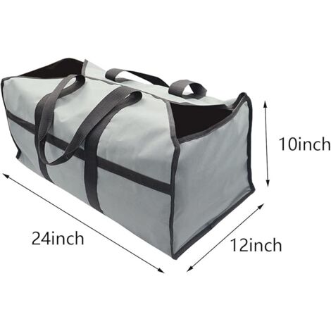 1PCS (Brown) Firewood Storage Bag, Shopping Bag with Wooden Frame, Heavy Duty Stove Accessories, Extra Large Firewood Holder