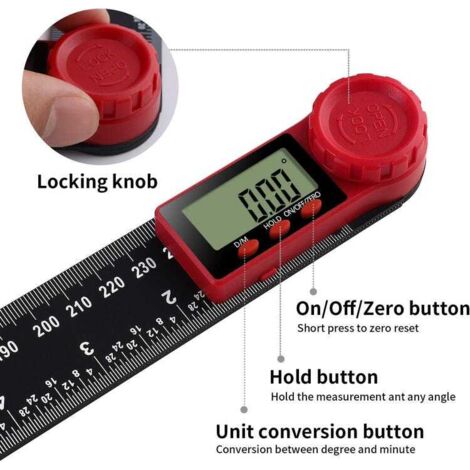 General Tools Digital Ruler Digital Protractor Digital Angle Ruler 360° Digital Goniometer with ...