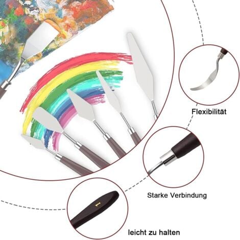 5Pcs Stainless Steel Painting Knives Oil Paint Scraper Spatula Set for Acrylic Painting and Oil Painting