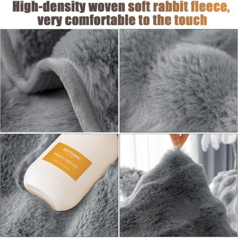 (Dark Grey, 70x70cm)Plush Sofa Cover - Non-Slip Sofa Slipcover, Faux Rabbit Fur Sofa, L Shape Sofa