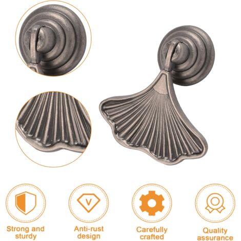Ginkgo Leaf Shape Handle, 4Pcs ANTIQUE NICKEL Pendant Pull Hand, Single Hole Drawer Hardware Zinc Alloy Handle for Cabinet