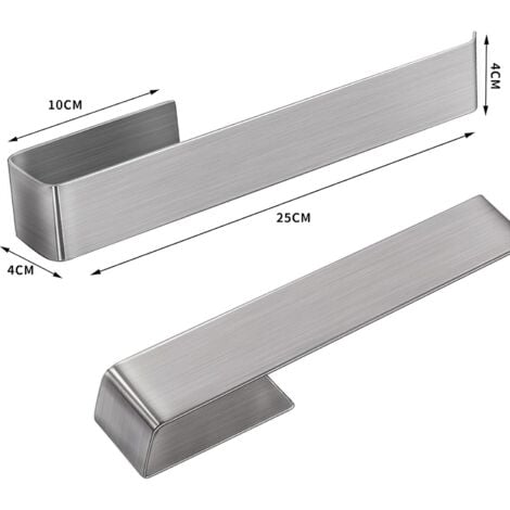 304 Stainless Steel Self-Adhesive Towel Rack, No Punching, Suitable for Bathroom and Kitchen, Silver Towel Rack Br