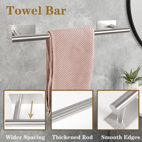 5 Piece Self Adhesive Bathroom Hardware Set, Stainless Steel Towel Bar Set