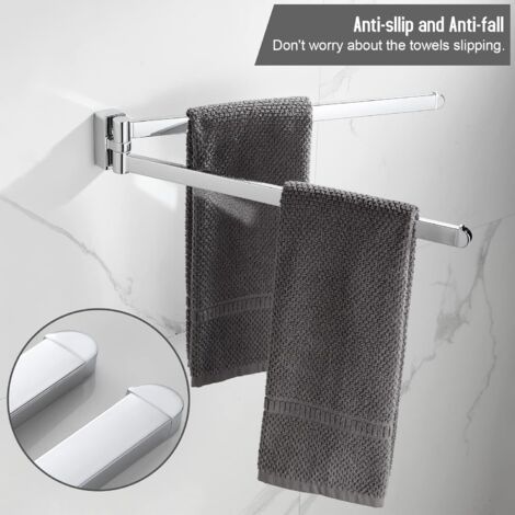 Chrome Stainless Steel Swivel Towel Rack with 2 Swivel Bars