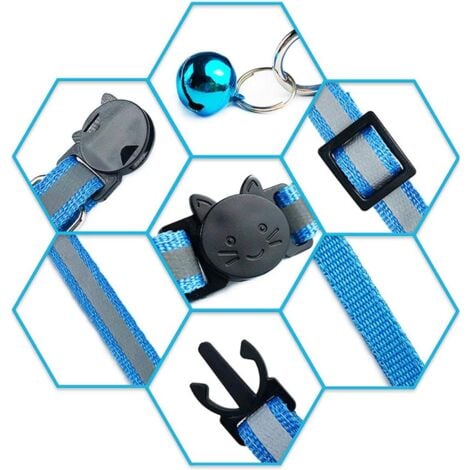 6X Cat Collar Anti Choke Kittens Puppy Adjustable Reflective with Bell and Safety Buckle, Suitable for Most Domestic Cats, 6 Pieces