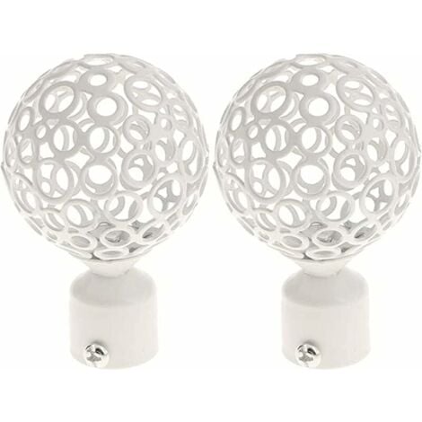 2pcs Curtain Rod End Cap 28mm White, Pair Curtain Rod End Cap Drapery Rail Pole Head For Curtain Rod Decoration