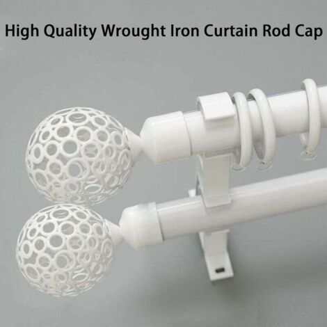 2pcs Curtain Rod End Cap 28mm White, Pair Curtain Rod End Cap Drapery Rail Pole Head For Curtain Rod Decoration