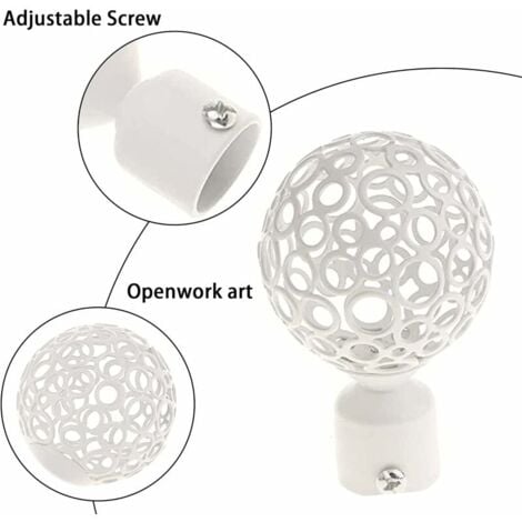 2pcs Curtain Rod End Cap 28mm White, Pair Curtain Rod End Cap Drapery Rail Pole Head For Curtain Rod Decoration