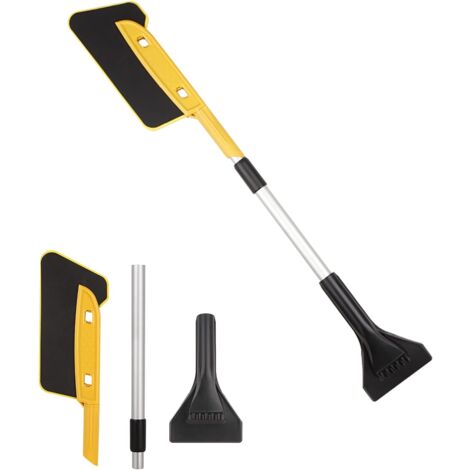 Black Ice Scraper for Windshield Snow Removal Detachable EVA Hair Brush ABS Windshield Snow Shovel for Car Van Truck SUV with Storage Bag