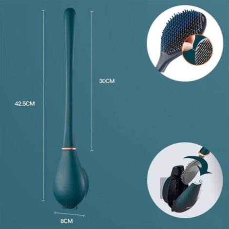 Silicone Toilet Brush Holder, Wall Mounted Toilet Brush, Flexible Silicone Toilet Brush, Bathroom Toilet Brush with Quick Drying Holder for Wall Mounting without Drilling (Orange)