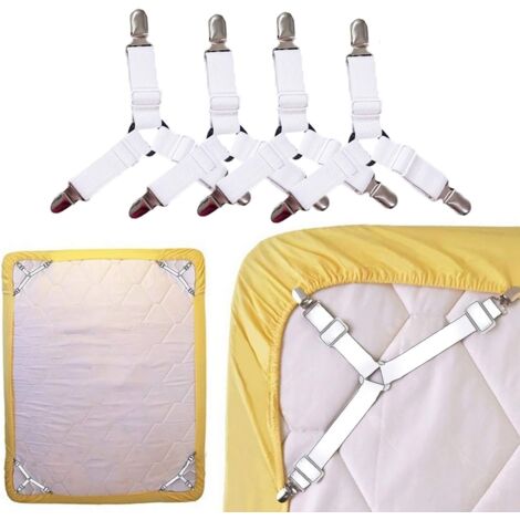 Clips B&M Qocolhg 4 Pack Bed Straps Fitted,Keep Sheets In Place Corner Fastener Heavy Duty Bedsheet Strap 898692 - Foto 11