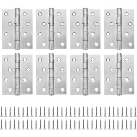 8 Pack 10cm Stainless Steel Door Hinges, 4 Way Steel Ball Door Hinges, Ball Bearing Door Hinges (1/5)