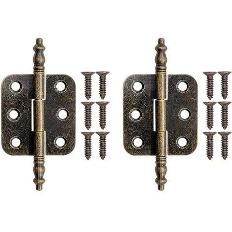 2 Pcs Antique Metal Hinges Cabinet Drawer Box Hinges with Screws (1/5)