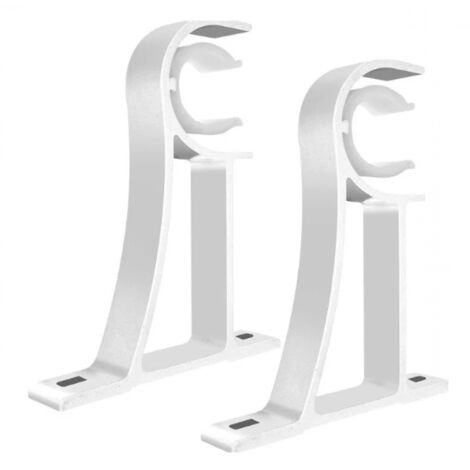 Set of 2 Heavy Duty White Metal Curtain Rod Brackets for 26-28mm Curtain Rods