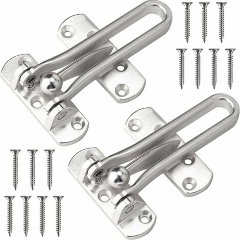 (Silver, 2 Packs) Child Proof Door Safety Lock Strong Thick Aluminum Alloy