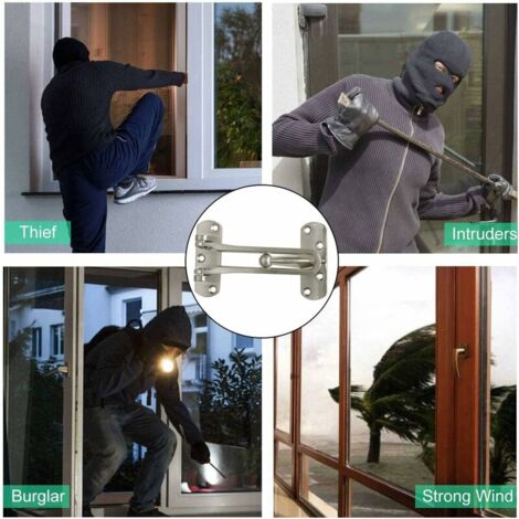 (Silver, 2 Packs) Child Proof Door Safety Lock Strong Thick Aluminum Alloy