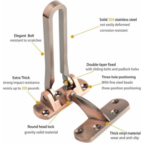 (Silver, 2 Packs) Child Proof Door Safety Lock Strong Thick Aluminum Alloy