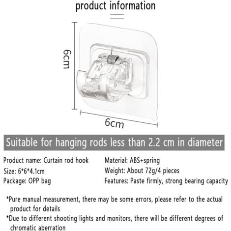 Pack of 2 White Self-Adhesive Curtain Rod Holders - Curtain Rod Holder