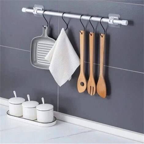 Pack of 2 White Self-Adhesive Curtain Rod Holders - Curtain Rod Holder