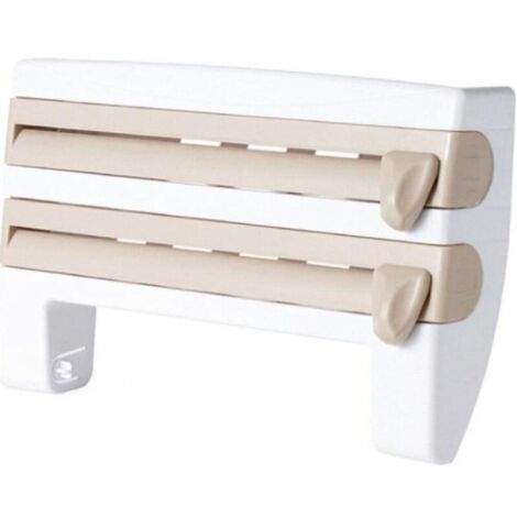 Kitchen four-in-one wall-mounted paper towel holder (plastic packaging), multi-function cling film dispenser (1/4)