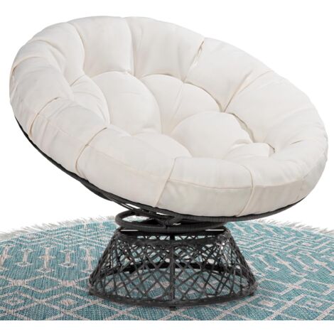 27.5 Inch White Hanging Basket Ergonomic Seat Cushion Round Backrest Cushion Suitable for Living Room Bedroom Reading Room (1/4)