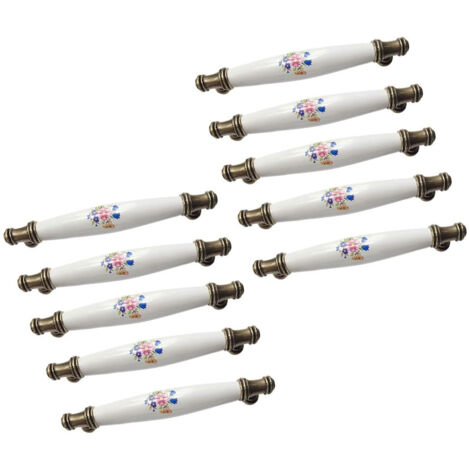 10pcs Drawer Handle Furniture Handle, Arch Handles Ceramic Handles, Hole Center to Hole 128mm (Blue Morning Glory) (1/4)