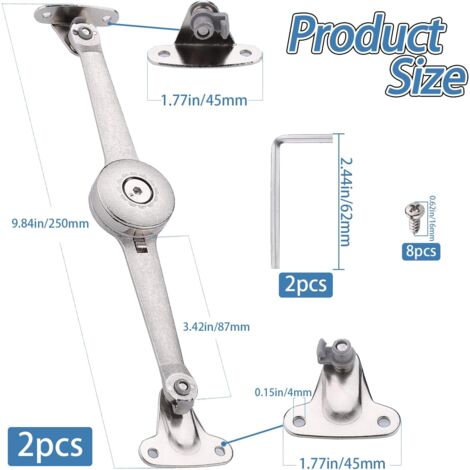 2 Pieces Soft Close Lid Support Hinge with Screws and Allen Key ...