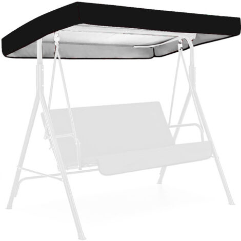 Black Replacement Canopy for Swing, 3 Seater Replacement Cover, Garden Swing Roof, Waterproof Canopy Cover for Swinging Gardens and Terraces