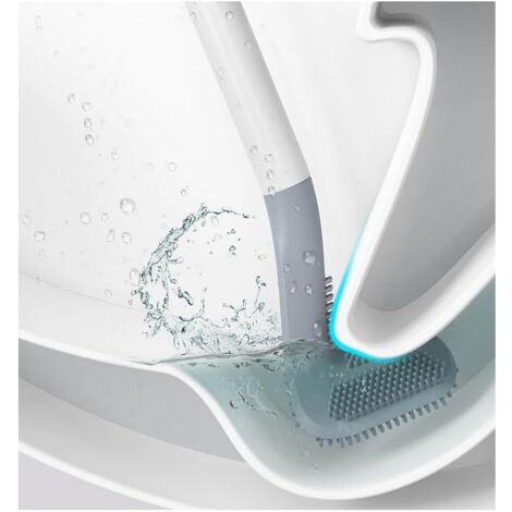 Silicone Curved Toilet Brush for Bathroom Cleaning - Wall Mounted, Flexible, Hygienic / 40x7.2x5cm,