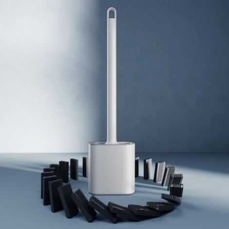 White Silicone Toilet Brush Holder, Non-Drip, Antibacterial, Ventilated Toilet Brush, Quick Drying, Odorless, Wall/Floor Mounted Toilet Brush, Bathroom and Toilet