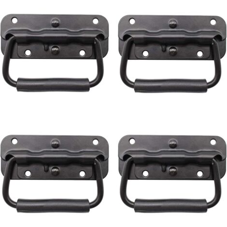 Set of 4 black folding spring-loaded pull handles, replacement handles ...