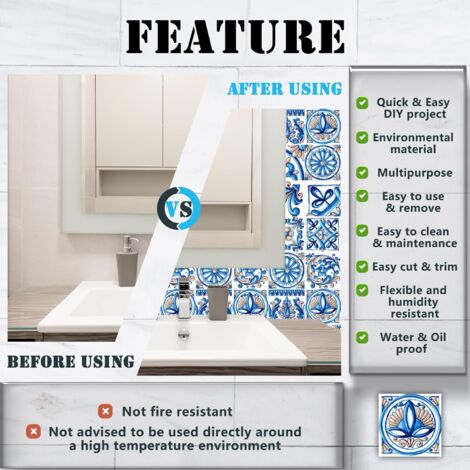 Decorative wall stickers made of waterproof PVC, 10 sheets per pack ...