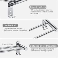 2 Pack Adhesive Adjustable Towel Bar, Economical Self Stick Bathroom Towel Holders, HOMOTEK