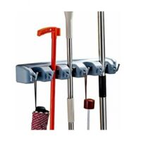 Broom Holder Wall Mounted Mop Holder with Hook with 5 Slots and 6 Hooks
