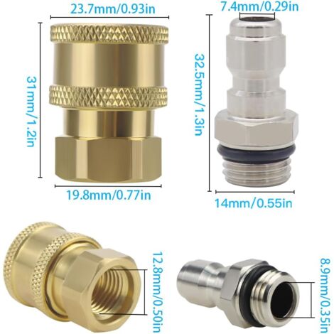 Aprilsunnyzone Hochdruckreiniger-Adapter M22x1,5mm - Messing Schnellanschluss