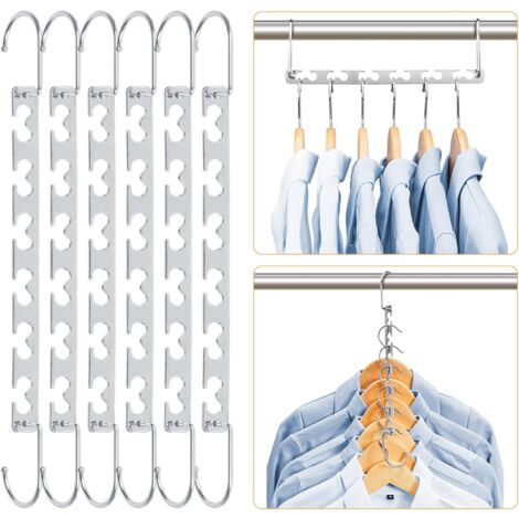 6 Stück Magic Kleiderbügel Silber - Platzsparende Bügel 26cm Metall
