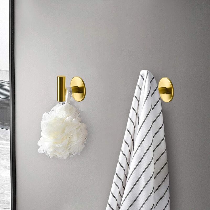 Mouytca Adhesive Hooks - 4 Pack, Brushed Nickel SUS304 Stainless Steel, Heavy Duty Waterproof Wall Hooks For Towels, Robes & Kitchen - View #7