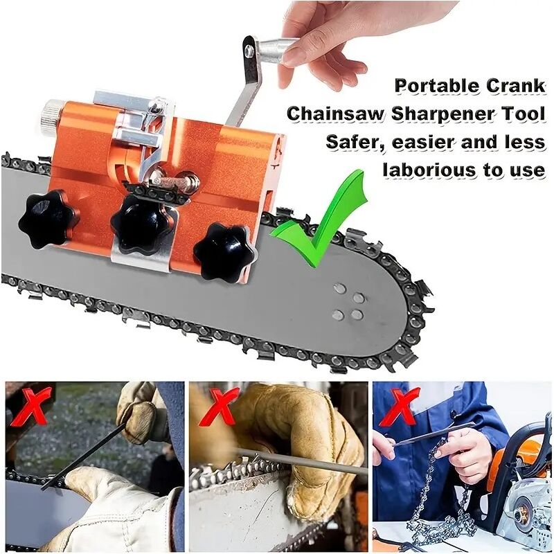 thumbnail image 2 of Manual Chainsaw Sharpener Manual Chain Sharpener Chainsaw Sharpener Jig Kit - Portable Manual Sharpener With 5 Burrs For 4-22 Inch Chains Hand Crank Chainsaw Sharpener Lumio Chainsaw Sharpener 2 of 13