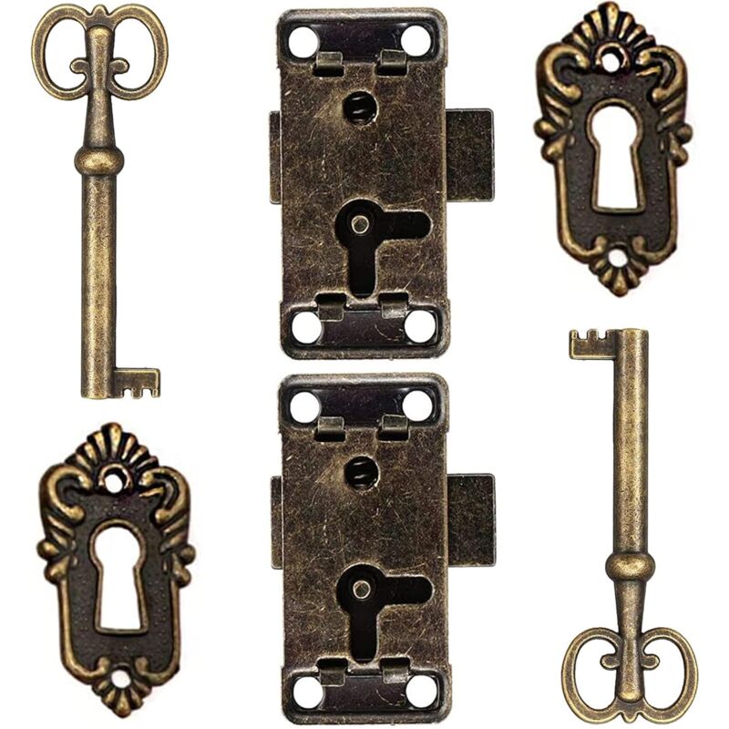 Retro Drawer Locks Vintage Cabinet Lock 6-Piece Set | Antique Chest ...