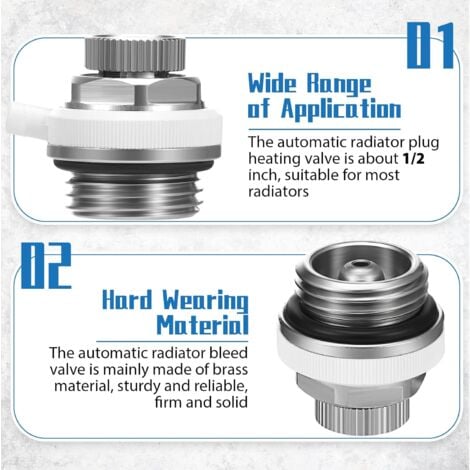 (6 Pcs)Automatic Radiator Bleeder Valve 1/2 Inch Radiator Vent Air Release Valve Brass Auto Cut Off Vent Radiator Valve Automatic Bleeder