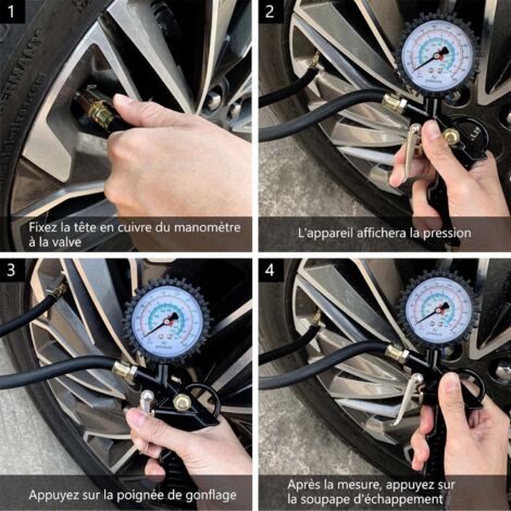 Digital Tire Pressure Gauge Multifunctional Tire Pressure Gauges Inflator Gun Manometer with 24 Accessories Nozzles Various and Tools for Cars Motorcycles Bicycles