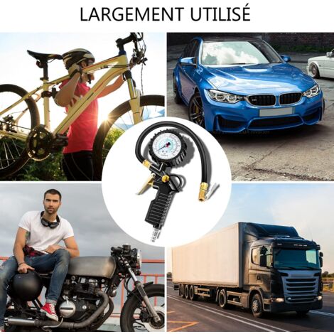 Digital Tire Pressure Gauge Multifunctional Tire Pressure Gauges Inflator Gun Manometer with 24 Accessories Nozzles Various and Tools for Cars Motorcycles Bicycles