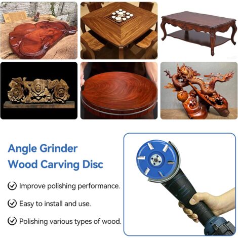 Pomsare Upgraded Angle Grinder Wood Carving Disc Grinding Wheel, Wood Grinder Shaping Disc Tools For Angle Grinder 4 1/2 Inch 7/8 Arbor, Stump Grinder Attachments For Wood Cutting Sanding Polishing
