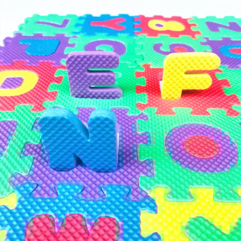 (12 x 12 cm) Baby Foam Puzzle Mat, 36 Pieces, Children's Play Mat, Non-Slip EVA, Non-Toxic, with Letters and Numbers, CE Certified, Multicolor