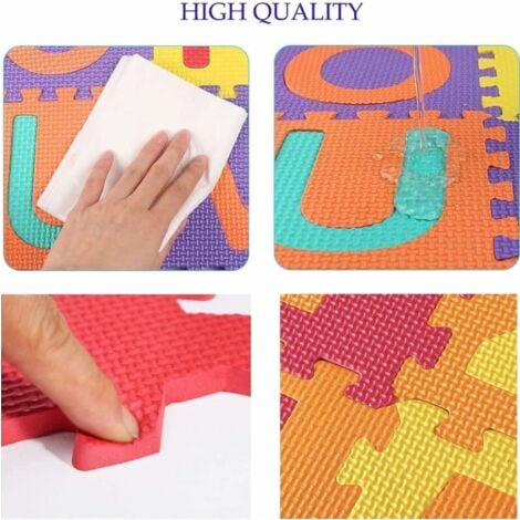 (12 x 12 cm) Baby Foam Puzzle Mat, 36 Pieces, Children's Play Mat, Non-Slip EVA, Non-Toxic, with Letters and Numbers, CE Certified, Multicolor