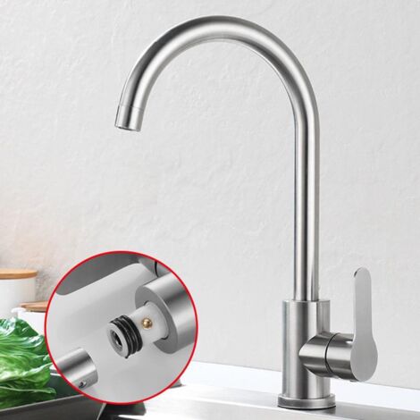 ColdStart Kitchen Faucet, Single Handle Hot and Cold Mixer Tap, 360° Rotation, High Water Outlet, Stainless Steel