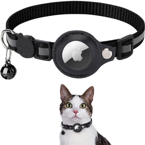 （GPS airtag Not Included）(Black)Cat Collar, Accessory Compatible with Apple Airtag, Collar with Anti-Strangulation Safety Buckle for Kitten and Small Dogs